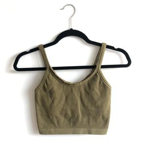 Green Athletic Cropped Tank Sports Bra
